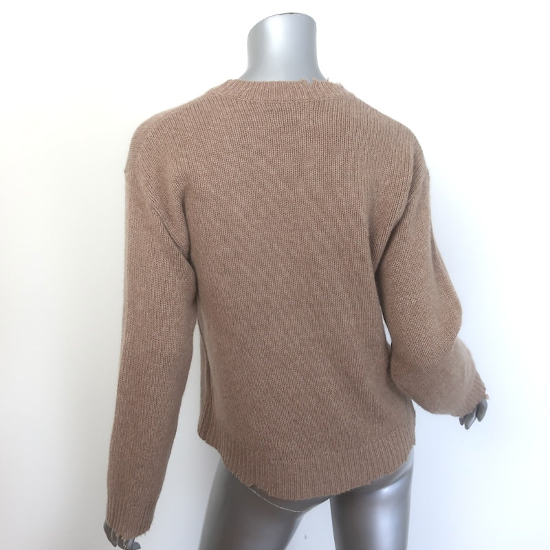 RtA Emma Distressed Cashmere Sweater Camel Size Small