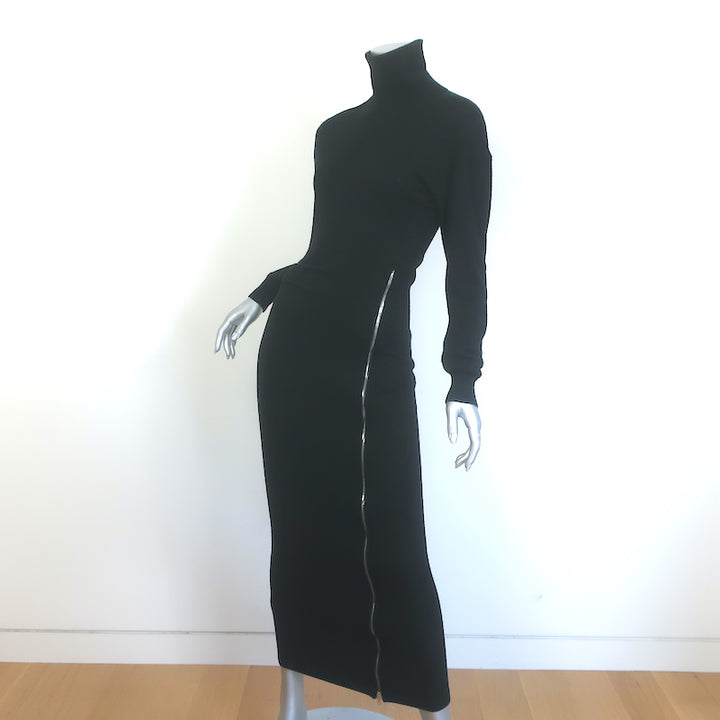 Isabel Marant Gemmy Side-Zip Midi Dress Black Wool-Blend Knit Size 36