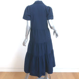 Brochu Walker Havana Puff Sleeve Tiered Midi Dress Navy Size Small