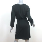 DKNY Tie-Waist Dress Black Stretch Jersey Size Small