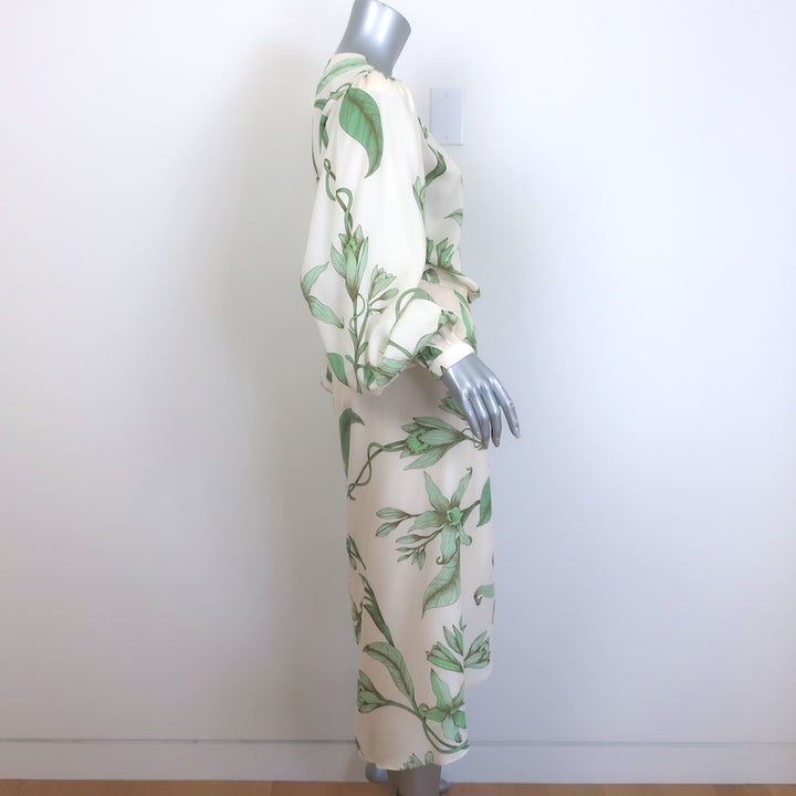 Johanna Ortiz Andean Garden Blouse &amp; Botanist Guide Wrap Skirt Set Cream Size 2