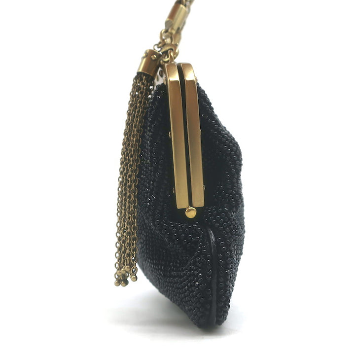 Gucci Tom Ford Tassel Chain Strap Beaded Mini Evening Bag Black