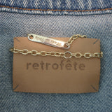 Retrofete Rissa Puff Sleeve Distressed Denim Jacket Light Zephyr Size Small