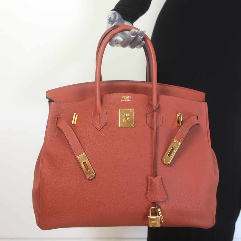 Hermes 2016 Birkin 35 Cuivre Veau Togo Calfskin Leather Gold Hardware