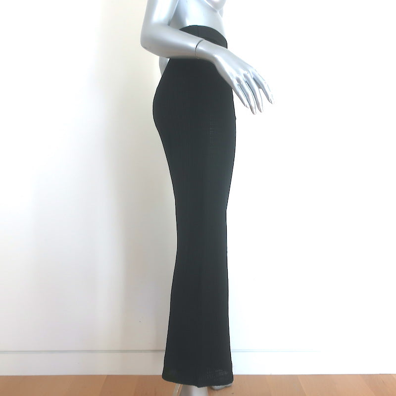 Chanel Metallic Knit Flared Pants Black Size 40