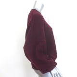 Khaite Margaux cashmere blouson-sleeve sweater in merlot, authentic pre-owned luxury piece with gentle wear