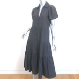 Brochu Walker Havana Puff Sleeve Tiered Midi Dress Dark Gray Size Small