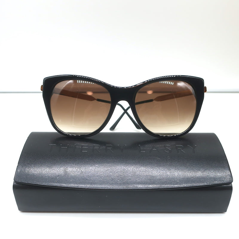 Thierry Lasry Strippy Cat Eye Sunglasses Black