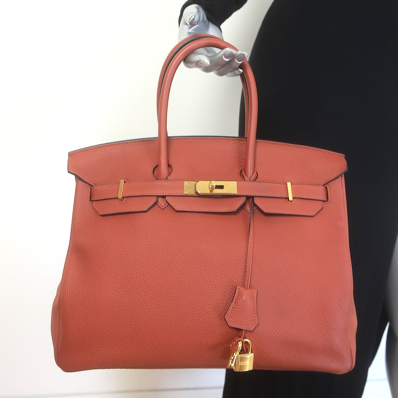 Hermes 2016 Birkin 35 Cuivre Veau Togo Calfskin Leather Gold Hardware