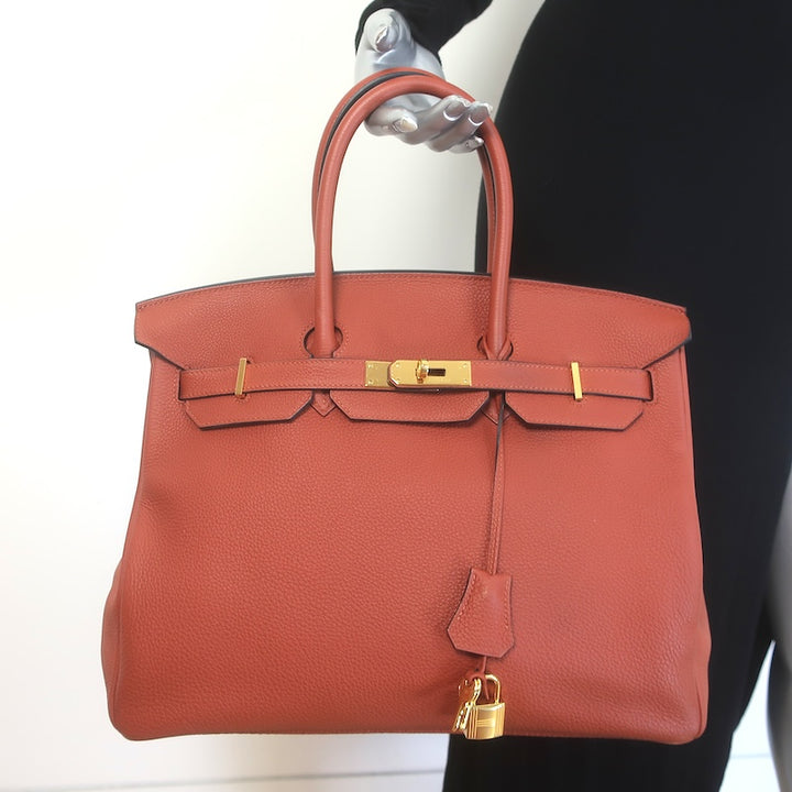 Hermes 2016 Birkin 35 Cuivre Veau Togo Calfskin Leather Gold Hardware