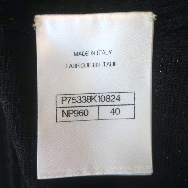 Chanel Metallic Knit Flared Pants Black Size 40