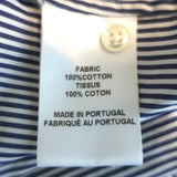 Officine Generale Ruffle Neck Blouse Navy Pinstripe Size Medium Long Sleeve Top