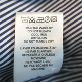 Officine Generale Ruffle Neck Blouse Navy Pinstripe Size Medium Long Sleeve Top