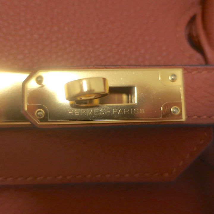 Hermes 2016 Birkin 35 Cuivre Veau Togo Calfskin Leather Gold Hardware