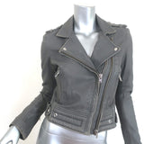 IRO Luigaspe Double-Zip Leather Biker Jacket Gray Size 38