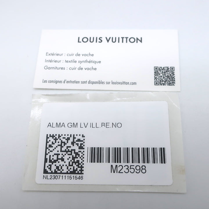 Louis Vuitton Alma GM Scarf Print Bag Eggshell Leather NEW