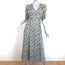 Masscob Ruched Sleeve Maxi Dress Cream/Black Floral Print Cotton Size Large