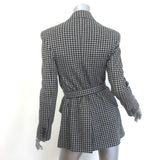 Max Mara Kabala Belted Houndstooth Blazer Taupe & Black Virgin Wool Size 6