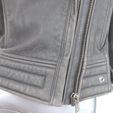 IRO Luigaspe Double-Zip Leather Biker Jacket Gray Size 38