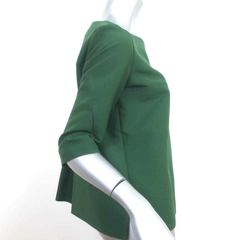 Marni Pleated-Back Top Green Cotton Size 40 Half-Sleeve Blouse