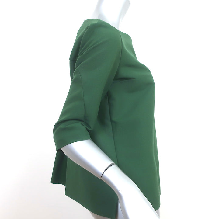 Marni Pleated-Back Top Green Cotton Size 40 Half-Sleeve Blouse