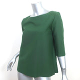 Marni Pleated-Back Top Green Cotton Size 40 Half-Sleeve Blouse