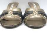 Manolo Blahnik Slide Sandals Gold/Gunmetal Bicolor Metallic Leather Size 38.5