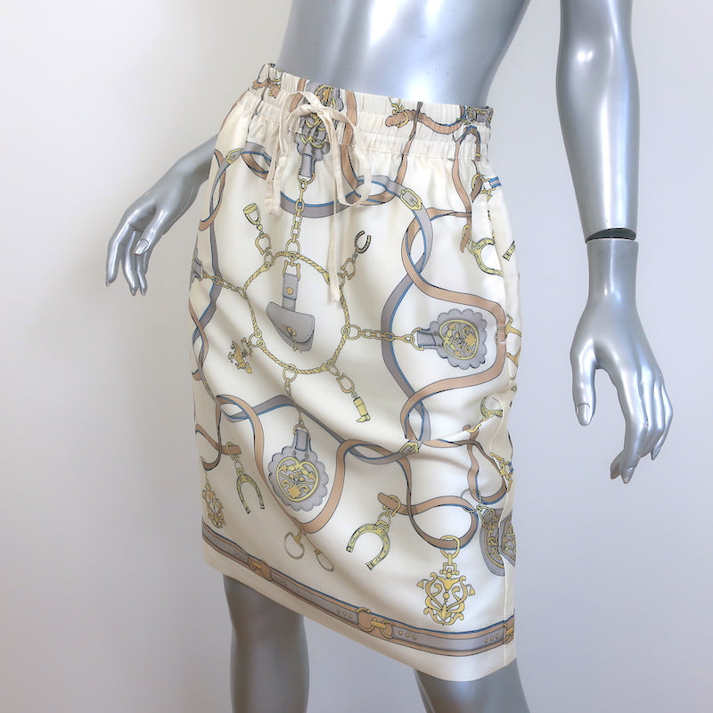 J.McLaughlin Malia Skirt Cream Fairfax Crest Satin Twill Size Extra Small NEW