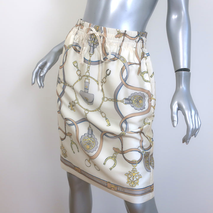J.McLaughlin Malia Skirt Cream Fairfax Crest Satin Twill Size Extra Small NEW
