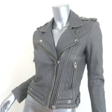 IRO Luigaspe Double-Zip Leather Biker Jacket Gray Size 38