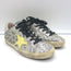 Golden Goose Superstar Glitter Leopard Sneakers Silver with Yellow Star Size 36