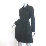 Valentino Lace-Trim Taffeta Belted Flared Trench Coat Black Silk-Blend Size 8