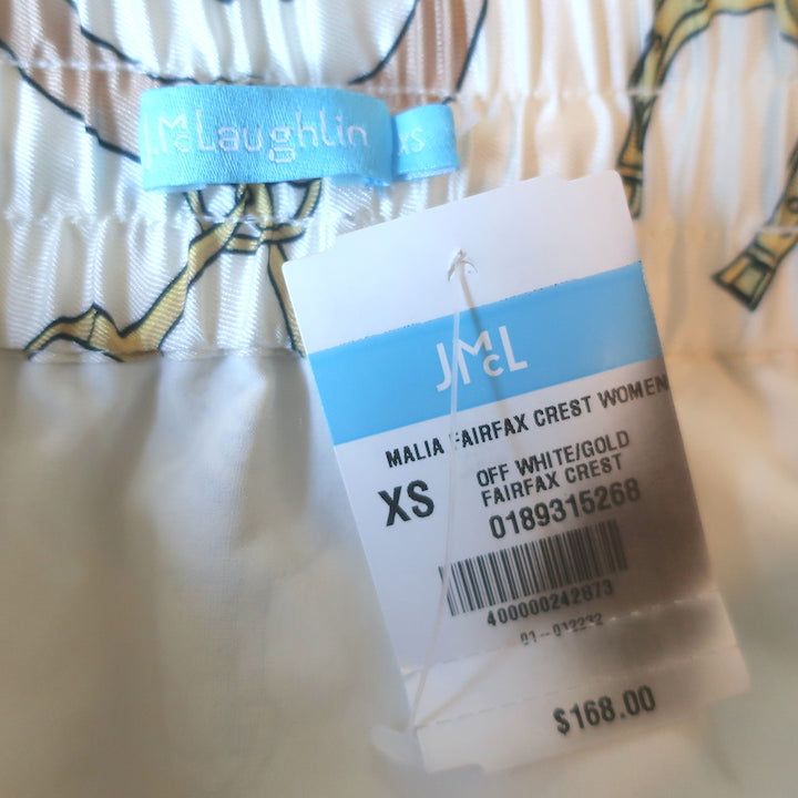 J.McLaughlin Malia Skirt Cream Fairfax Crest Satin Twill Size Extra Small NEW
