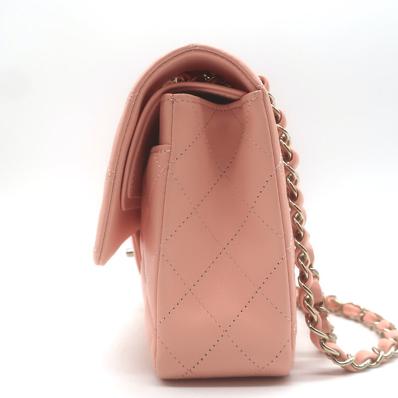 Chanel Medium Double Flap Bag Pink Quilted Lambskin Leather NEW