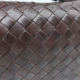 Bottega Veneta Intrecciato Top Handle Accordion Clutch Bag Dark Brown Leather