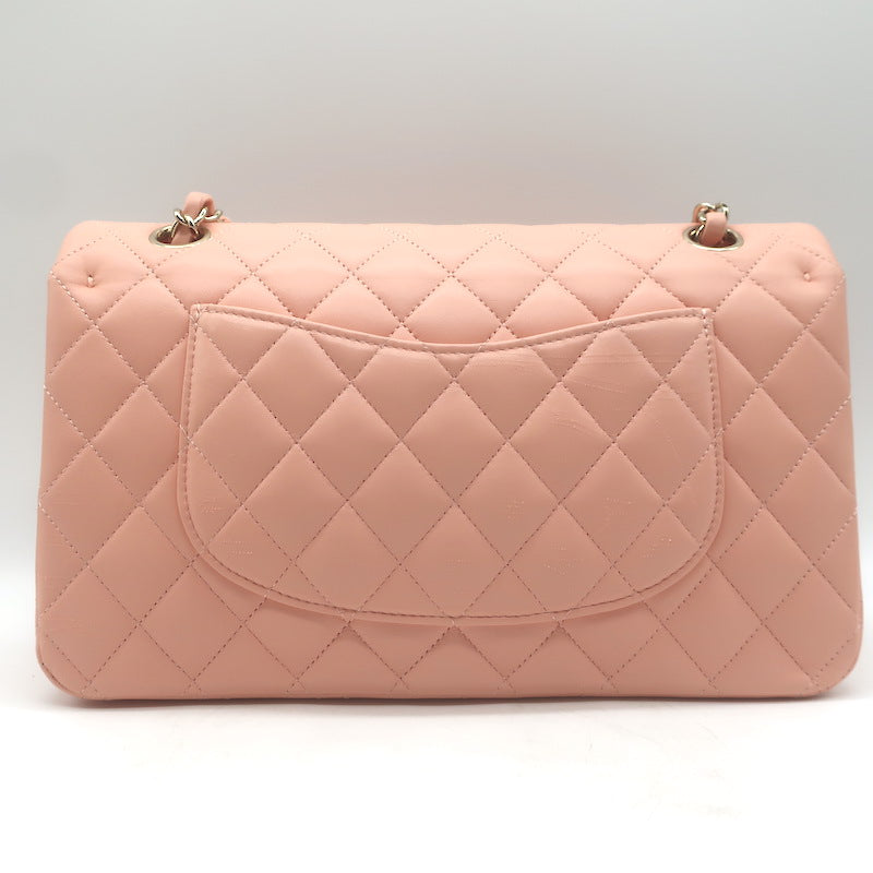 Chanel Medium Double Flap Bag Pink Quilted Lambskin Leather NEW