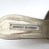Manolo Blahnik Slide Sandals Gold/Gunmetal Bicolor Metallic Leather Size 38.5
