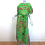 Tory Burch Kaftan Maxi Dress Green Folk Art Print Cotton-Silk Size Extra Small