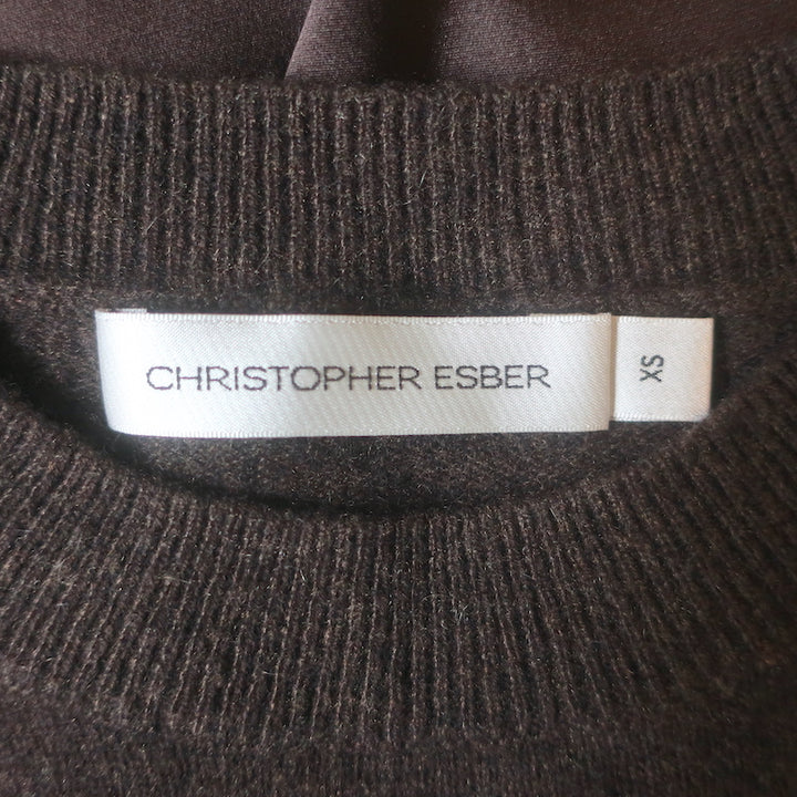 Christopher Esber Monument cashmere and satin maxi dress in brown, size XS, authentic pre-owned luxury piece