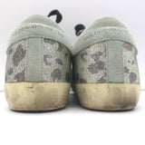 Golden Goose Superstar Glitter Leopard Sneakers Silver with Yellow Star Size 36
