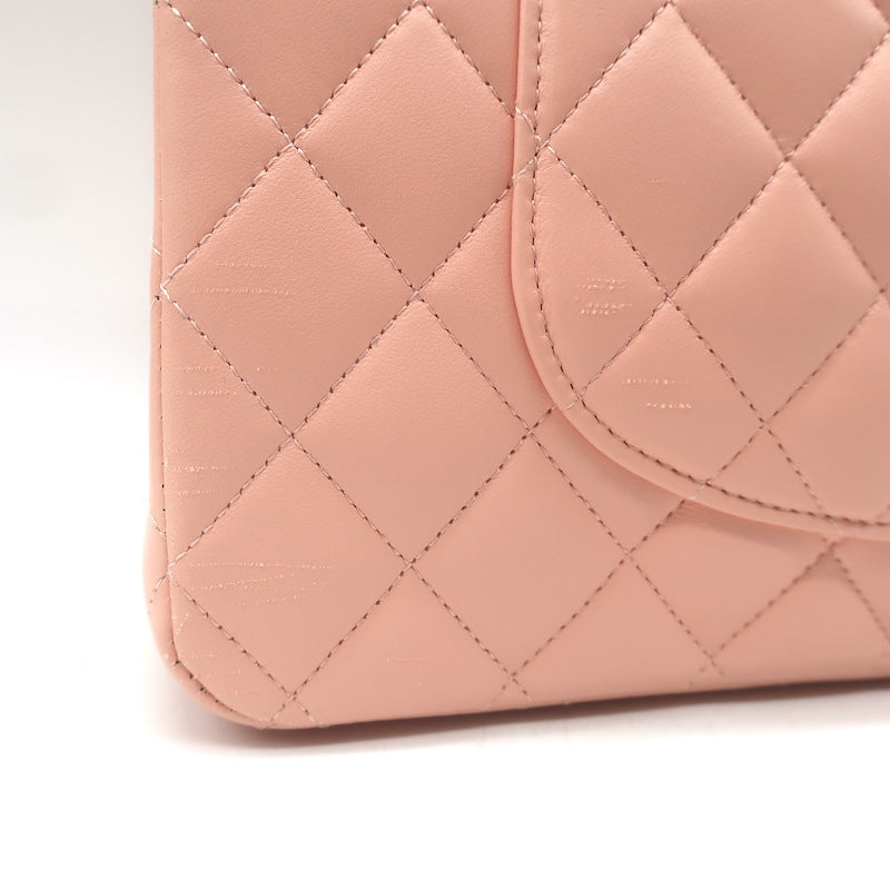 Chanel Medium Double Flap Bag Pink Quilted Lambskin Leather NEW