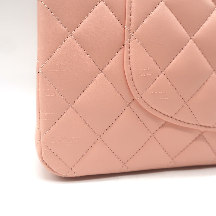 Chanel Medium Double Flap Bag Pink Quilted Lambskin Leather NEW