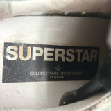 Golden Goose Superstar Glitter Leopard Sneakers Silver with Yellow Star Size 36