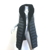 Max Mara The Cube Reversible Fur-Trimmed Hooded Down Puffer Vest Black Size 6