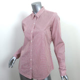 Nili Lotan Pinstripe Shirt Red/White Cotton Size Small Long Sleeve Top