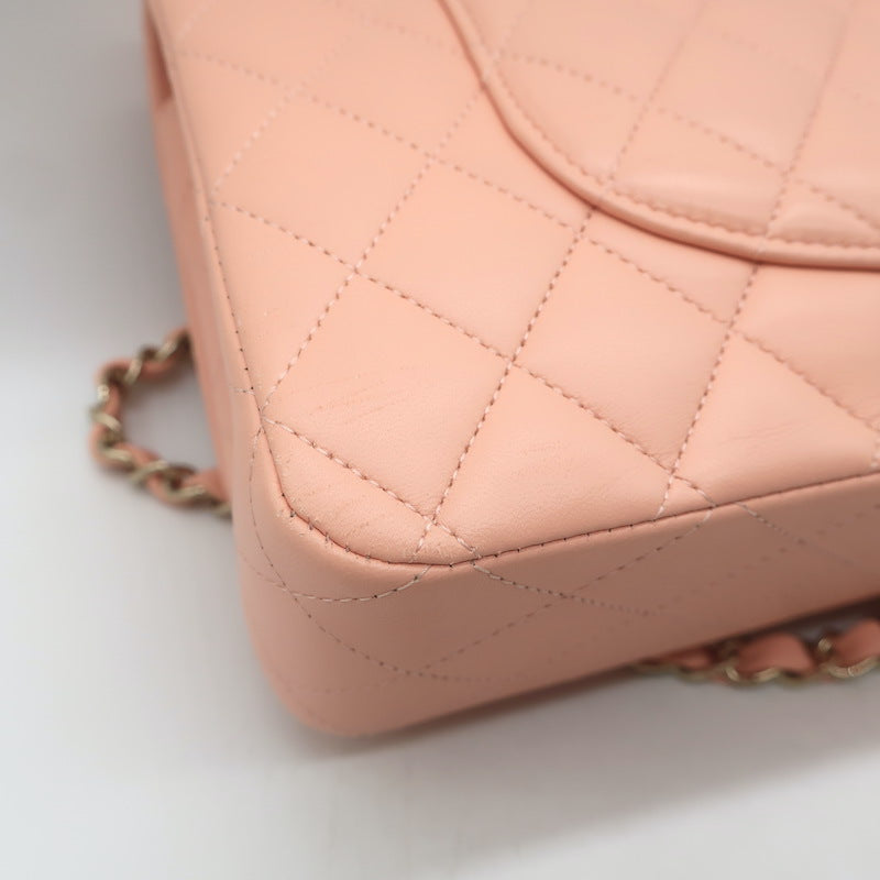 Chanel Medium Double Flap Bag Pink Quilted Lambskin Leather NEW