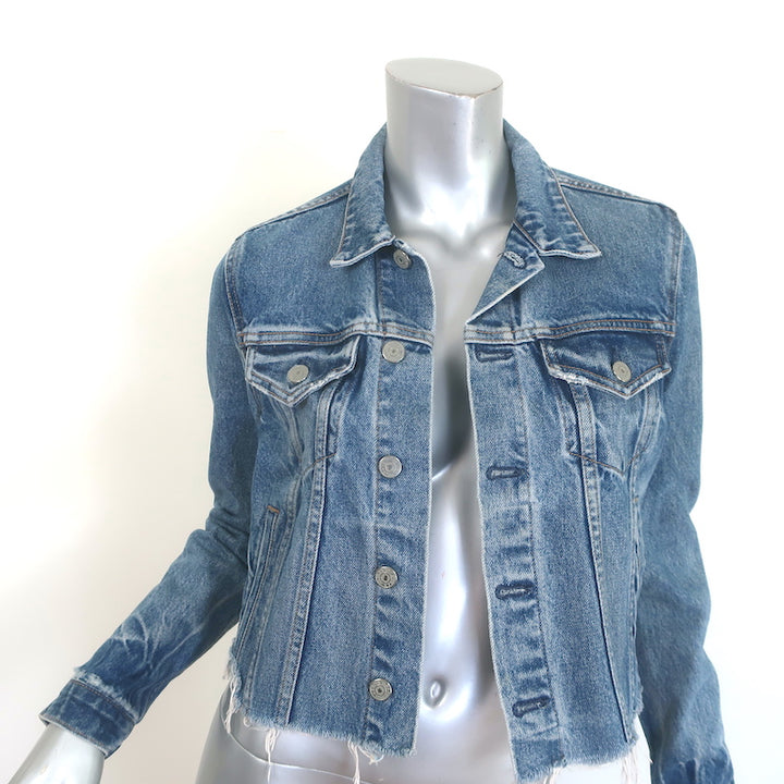 GRLFRND Cara Cropped Denim Jacket London Calling Size Extra Small