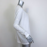 Brunello Cucinelli Monili-Trim Popover Blouse Cream Stretch Silk Size Small