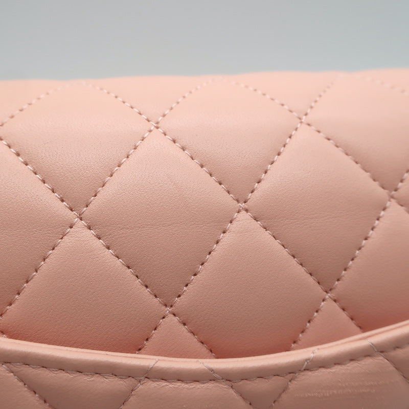 Chanel Medium Double Flap Bag Pink Quilted Lambskin Leather NEW