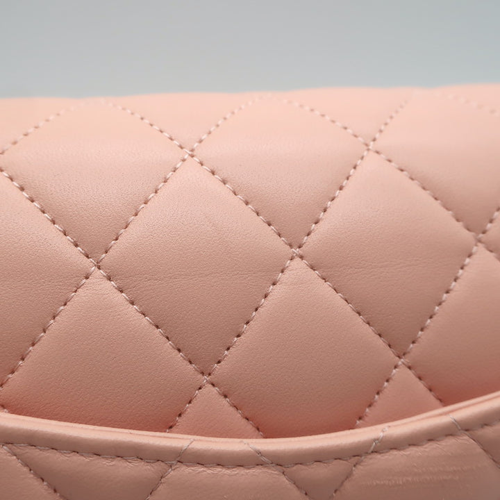 Chanel Medium Double Flap Bag Pink Quilted Lambskin Leather NEW